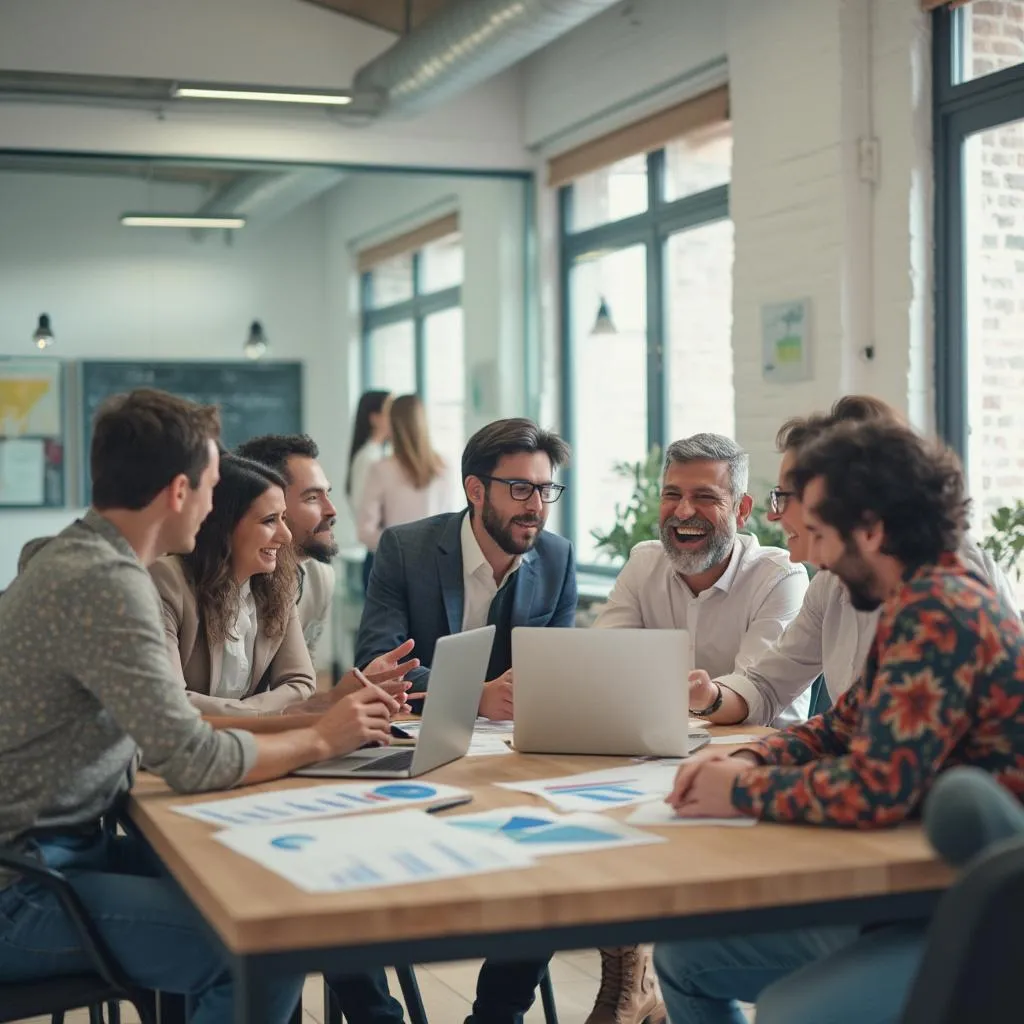 Equipo de Ariboflavinoses discutiendo estrategias de negocio